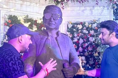 Pics Of Darshan Looking At His 6.2-foot Tall Chocolate Statue Viral