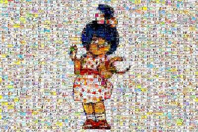An Amul girl image made up of 1432 Amul ads