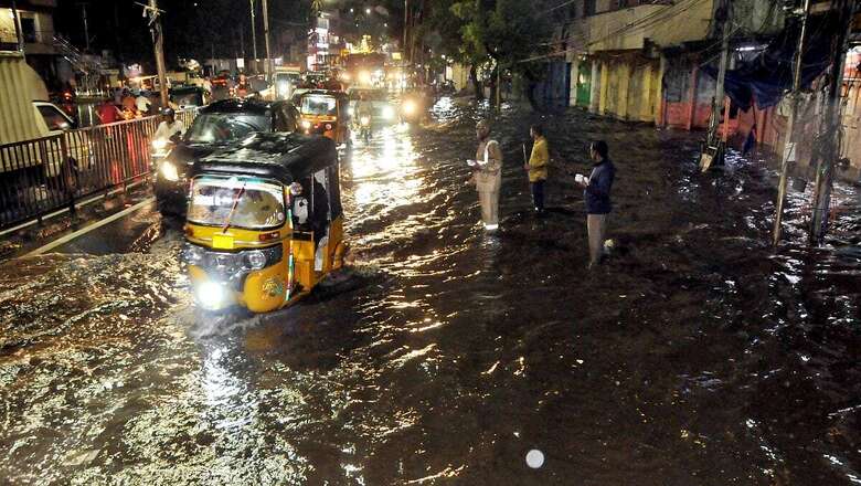 Visuals | Heavy Rains Cause Kilometres-Long Traffic Jams, Power Cuts In Hyderabad