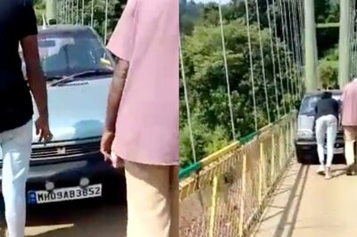 Tourists in Karnataka Attempt to Cross Narrow Cable Bridge in Car, Locals Force Them Back