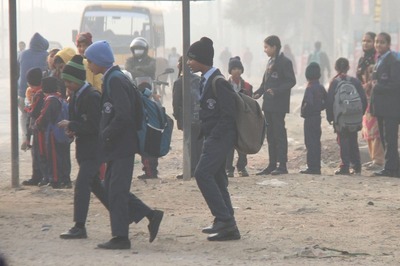 Haryana School Students Made to Take Classes Outside in Cold Weather as Building Declared Unsafe