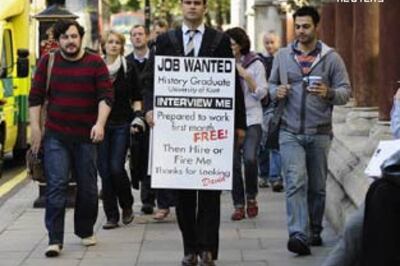 British graduate wears 'Job Wanted' board