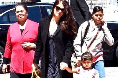 Snapshot: Stylish mommy Aishwarya Rai seen taking a stroll with daughter Aaradhya and mother Brindya
