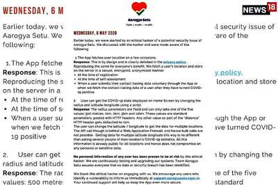 Aarogya Setu Developers Allay Concerns After Ethical Hacker Points Out Flaws in Contact Tracing App