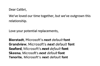 Calibri is Stepping Down as the Default MS Office Font, and These Five Could Succeed it