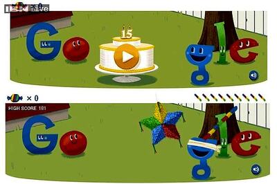 Google celebrates its 15th birthday with a playable pinata game doodle