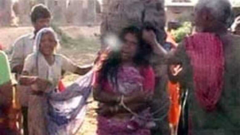 Widow garlanded with shoes for praying at a temple