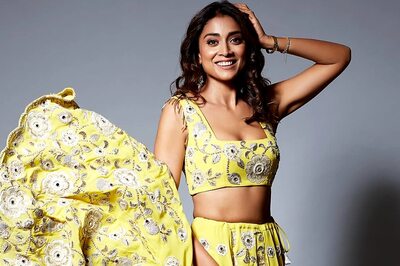 Shriya Saran Oozes Glamour In Indo-western Yellow Co-ord Set