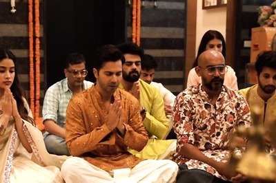 Varun Dhawan, Janhvi Kapoor, Karan Johar Kickstart Sunny Sanskari Ki Tulsi Kumari With Pooja Ceremony; Watch
