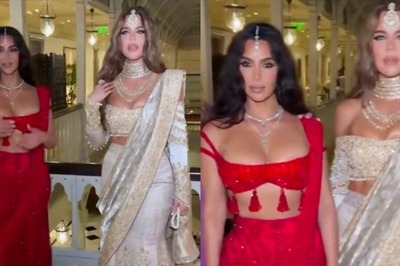 Kim Kardashian Looks Ravishing in Red Lehenga, Khloe Exudes Royal Glamour at Anant-Radhika's Wedding