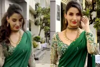 Jhalak Dikhhla Jaa 10: Nora Fatehi Channels Her Inner Desi Girl in Green Shimmery Saree, Watch