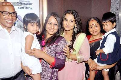 Snapshot: Vidya Balan's sister Priya, mother Saraswathy join her for 'Bobby Jasoos' trailer launch