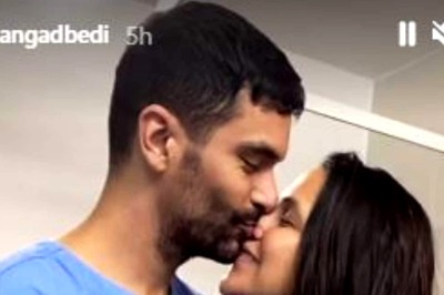 Angad Bedi, Neha Dhupia Steal a Kiss in the Hospital After Their Second Baby's Birth