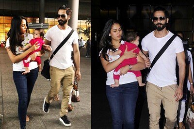 Shahid Kapoor, Mira Rajput Snapped With Baby Misha At The Airport