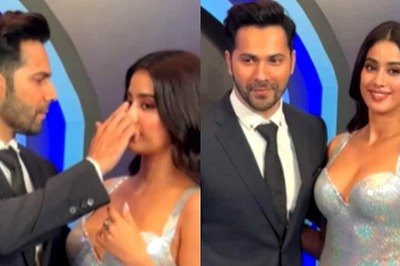 Varun Dhawan Fixes Janhvi Kapoor's Make-up at Bawaal Red Carpet, Video Goes Viral