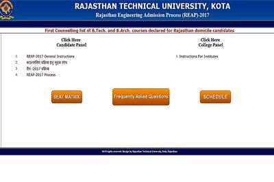 REAP Seat Allotment 2017: First Counseling List Declared on rtureap.com
