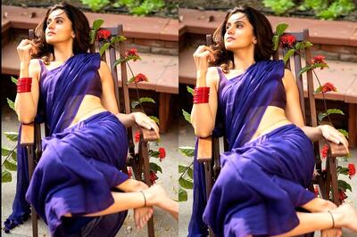 Taapsee Pannu Looks Smoking Hot in a Blue Saree As She Poses for Photoshoot; Fans Can’t Keep Calm