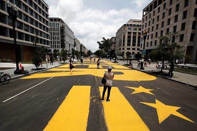 'Black Lives Matter' Giant Yellow Mural Painted on Street Near White House