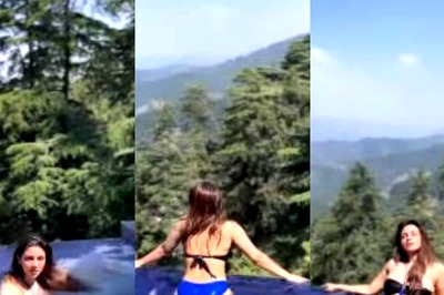 Shama Sikander Dons Sexy Swimsuit as She Enjoys Breathtaking Mountain View By the Pool; Watch
