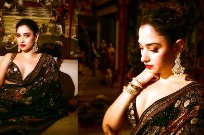 Tamannaah Bhatia Spells Magic In Black Saree And Bold Red Lips