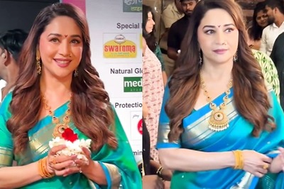 Madhuri Dixit Exudes Elegance In A Blue Sari And Traditional Maharashtrian Nath At An Award Show; Watch