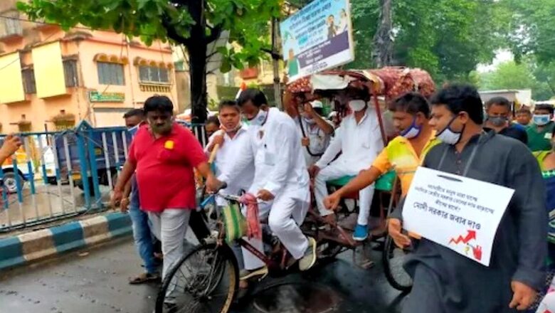TMC Leader Rides Rickshaw in Kolkata To Protest Fuel Price Hike