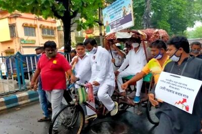 TMC Leader Rides Rickshaw in Kolkata To Protest Fuel Price Hike