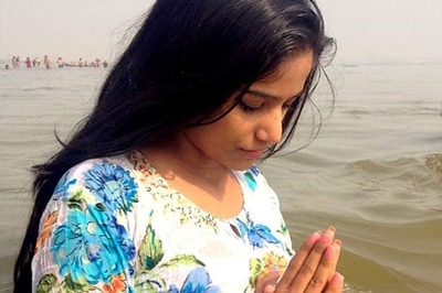 Snapshot: Poonam Pandey takes a dip at Maha Kumbh