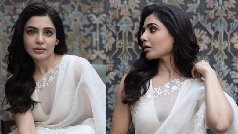 Samantha Looks Absolutely Stunning in an Exquisite Organza Saree for Shaakuntalam Promotions