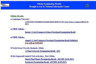Sambalpur University, Odisha Declares +3 Second Year Result 2017 at orissaresults.nic.in