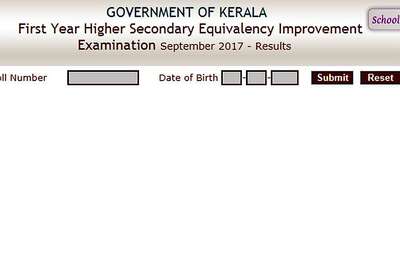 DHSE First Year Equivalency Improvement Exam Results – September 2017 declared at keralaresults.nic.in