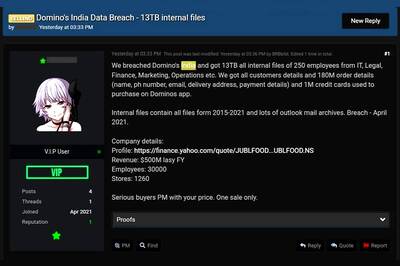 Domino's India Hack: 7 Years of Internal Docs, 10 Lakh Credit Cards on Sale for Rs 3.4 Crore