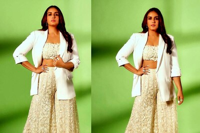 Huma Qureshi Makes a Fashion Statement in Ivory Sharara Set Paired With White Blazer, See Pics