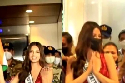 Miss Universe 2021 Harnaaz Sandhu Greets Paparazzi With Folded Hands, Waves Tricolour as She Returns Home