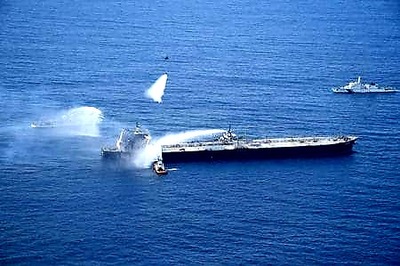 Sri Lanka Spots Oil Slick From Fire-stricken Supertanker