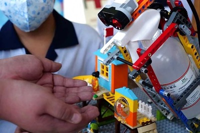 Coronavirus Scare Forces Children to Use Lego to Make This Automated Disinfectant Dispenser