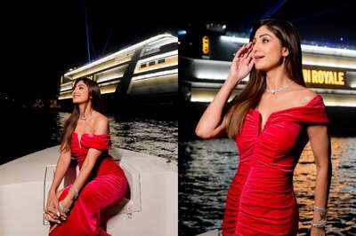 Shilpa Shetty Radiates Timeless Elegance In A Red Velvet Gown, Hubby Raj Kundra Reacts