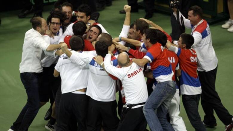 Austria-France Davis Cup tie in aircraft hangar