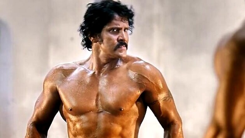 Actor Vikram sweating out the Hindi dialogues for 'I'