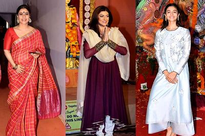 Photos: Kajol, Sushmita and Alia Celebrate Durga Puja With Loved Ones