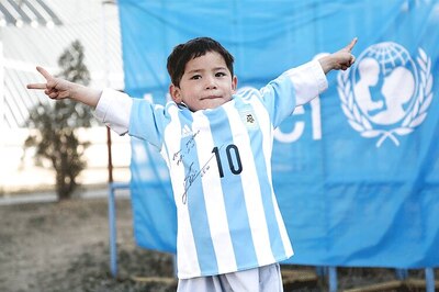 Afghan boy finally gets Lionel Messi jersey