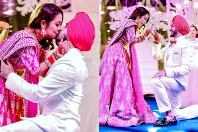 In Pics: Neha Kakkar, Rohanpreet Singh Share a Kiss After Exchanging Rings on Their Sangeet