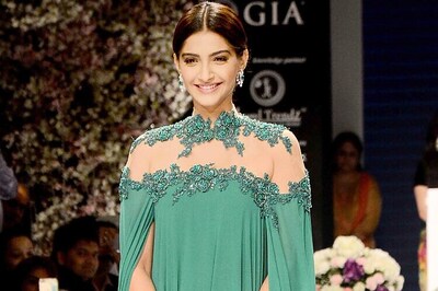 Look of the day:  Sonam Kapoor makes an arresting sight in Michael Costello at IIJW 2015