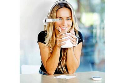 A first-of-its-type headphones that includes a Google Glass-like display