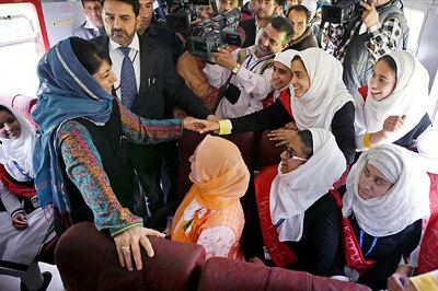 J&K CM Mehbooba Violates EC Norms, Carries Tricolour In Her Constituency