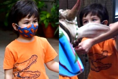 Taimur Ali Khan Gets Papped Outside His Residence, Looks Adorable as He Feeds a Cow