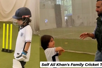 Taimur Ali Khan Bats at Lord's Nets; Saif Ali Khan Tells Him Family's Cricket History | Watch