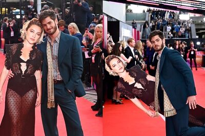 Andrew Garfield Brings Life-Sized Cutout of Florence Pugh to 'We Live in Time' Premiere | Watch